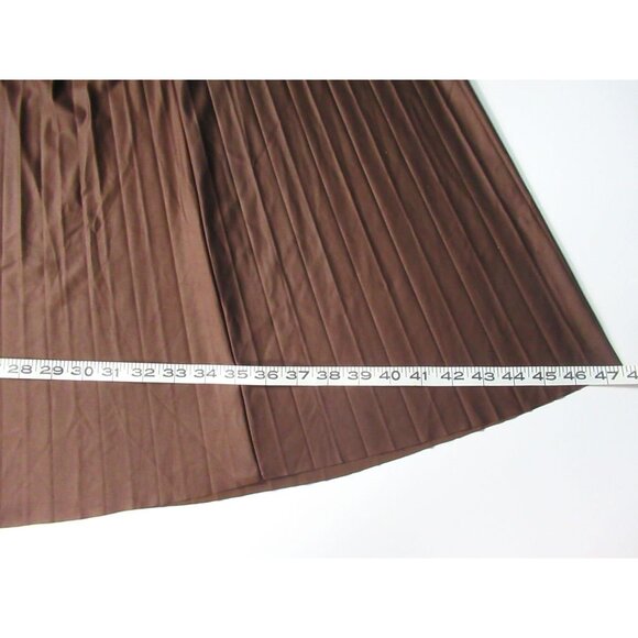 Mark New York Women Skirt Pleated Brown Faux Leather-Look Stretch Long Wide NWT - Picture 14 of 15